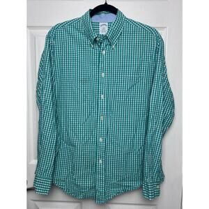 Brooks Brothers Regent Regular-Fit Long Sleeve Green Dress Shirt, Size Large